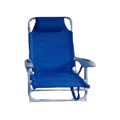 FAUTEUIL DE CAMPING MULTI POSITIONS AVEC OREILLER BLEU